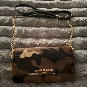 Michael Kors Brown Camouflage Crossbody Bag